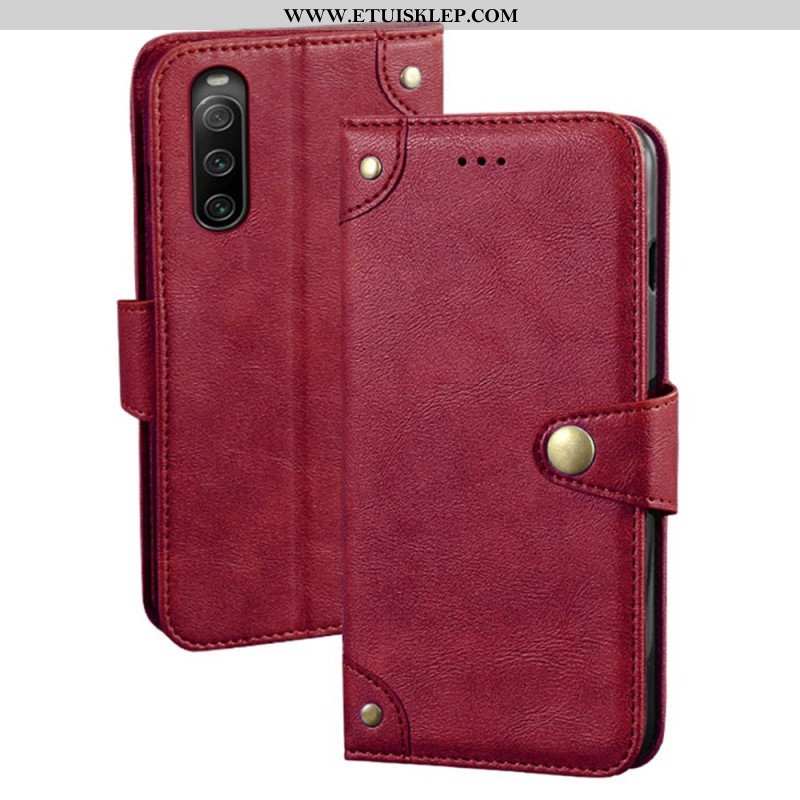 Etui Folio do Sony Xperia 10 IV Styl Skórzany Z Nitami Idewei